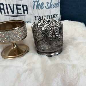 Bath & Body Works Gold Sequins and Pewter colour Candle Holders